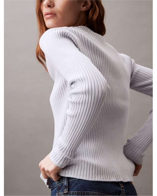 Calvin Klein Gray Smooth Cotton Rib Sweater Cardigan