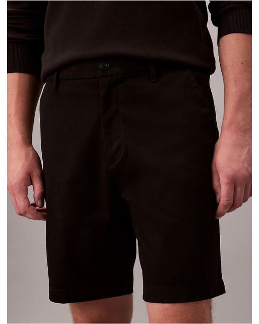 Calvin Klein Black Refined Stretch Tailored Shorts for men