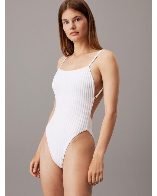 Calvin Klein White Open Back Swimsuit