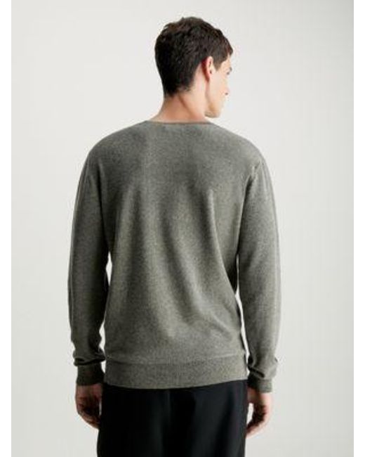 Calvin Klein Pullover aus Baumwoll-Mix-Mouliné in Gray für Herren
