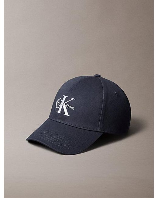 Calvin Klein Blue Embroidered Monogram Logo Twill Cap for men