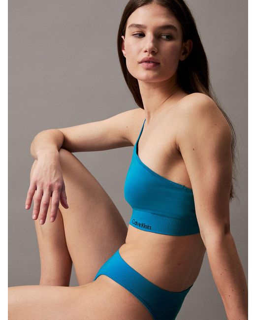 Calvin Klein Blue One Shoulder Bikini Top - Ck Meta Essentials