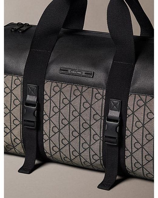 Calvin Klein Gray Emblem Jacquard Duffle Bag for men