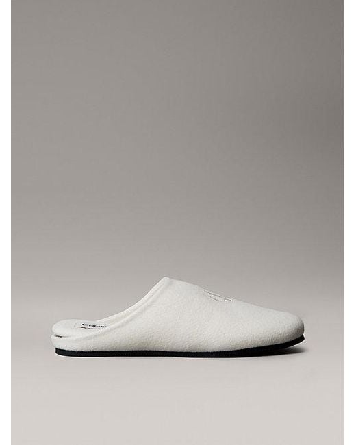 Calvin Klein Gray Felt Signature Logo Mule Slippers