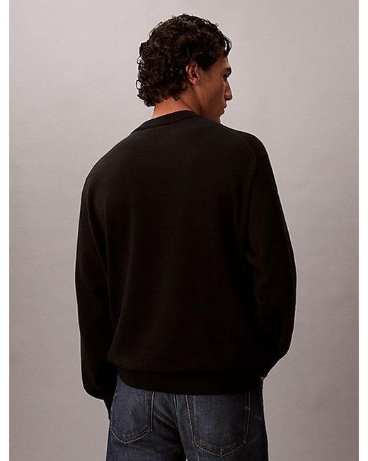 Calvin Klein Black Jeans Relaxed Cotton Monogram Jumper for men