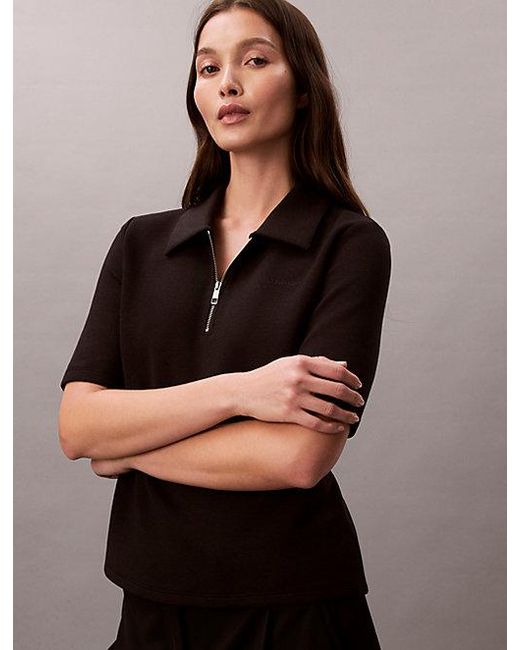 Calvin Klein Brown Short Sleeve Zip Polo Top