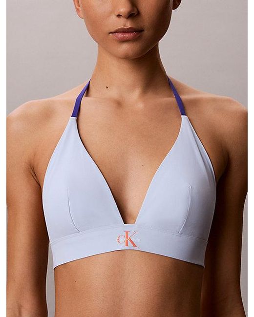 Calvin Klein Multicolor Halter Triangle Bikini Top Ck Monogram