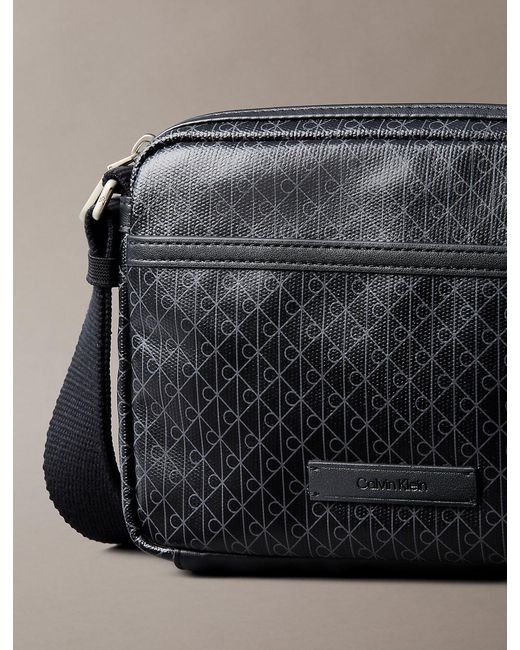 Calvin Klein Gray Coated Emblem Logo Crossbody Camera Bag for men