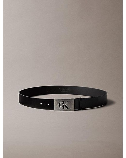 Calvin Klein Multicolor Leather Monogram Plaque Buckle Belt for men