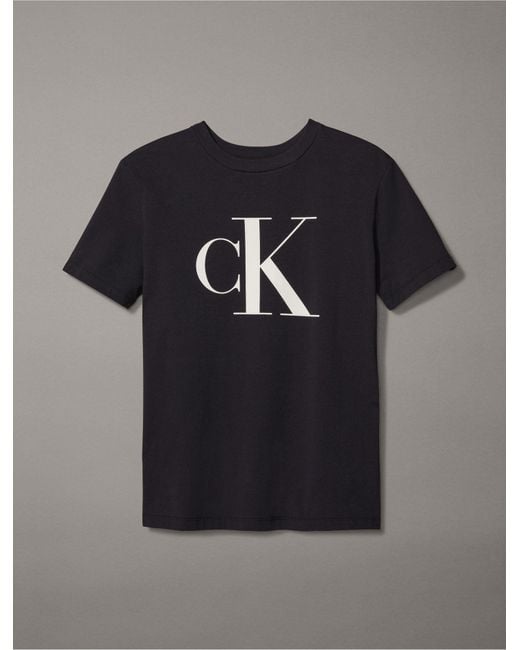 Calvin Klein Blue Monogram Logo Crewneck T-shirt