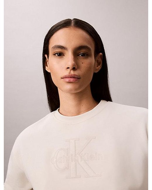 Calvin Klein Natural Jeans Cotton Terry Monogram Sweatshirt