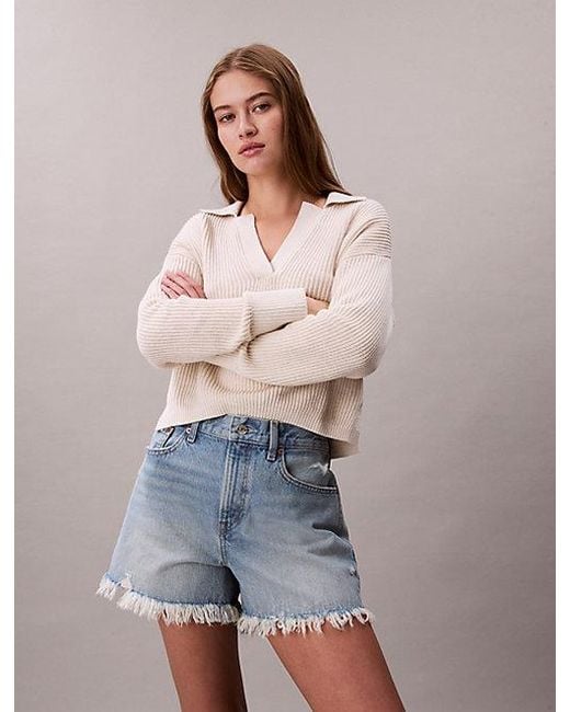 Calvin Klein Multicolor Jeans 90S Relaxed Frayed Denim Shorts