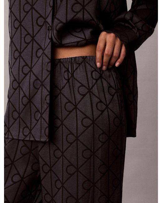 Calvin Klein Brown Satin Sheen Print Pyjama Pants