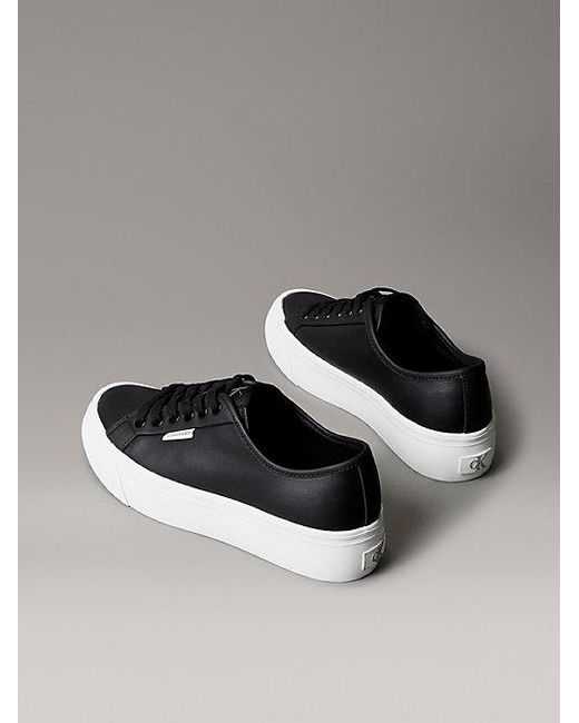 Calvin Klein Gray Jeans Leather Comfort Platform Trainers