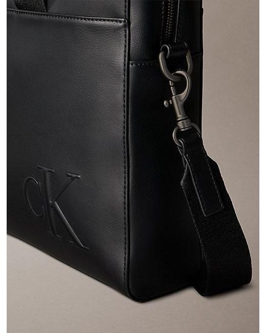 Calvin Klein Gray Embossed Monogram Commuter Bag for men