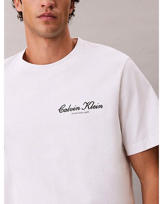 Calvin Klein Blue Jeans Embroidered Logo T-Shirt for men