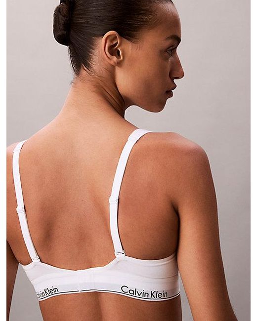 Calvin Klein White Unlined Triangle Bralette Icon Cotton Modal