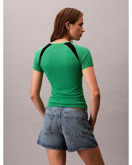 Calvin Klein Green Jeans Contrast Logo Graphic Slim T-Shirt