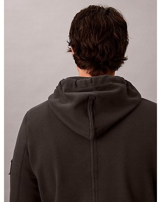 Calvin Klein Multicolor Jeans Cotton Terry Badge Hoodie for men
