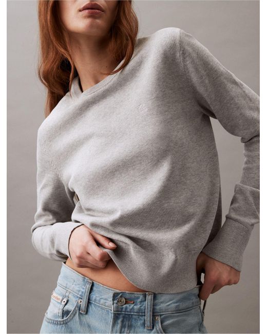 Calvin Klein Gray Smooth Cotton Sweater