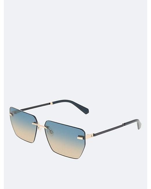 Calvin Klein Blue Jeans Modified Rectangle Sunglasses Ckj25207S