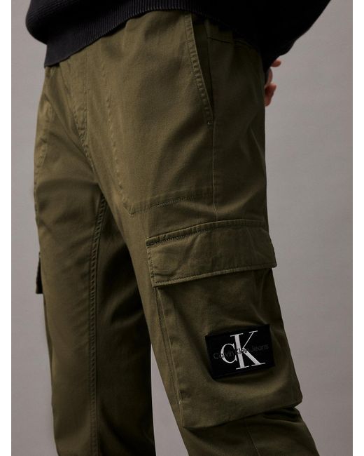 Calvin Klein Green Skinny Washed Cargo Pants for men