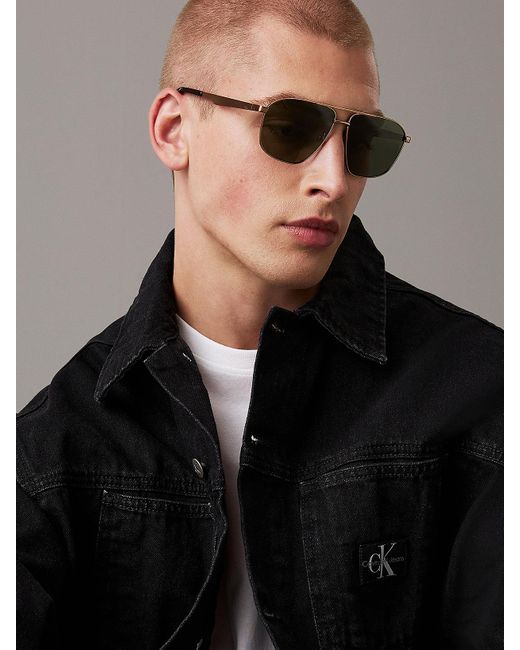 Calvin Klein Green Modified Rectangle Sunglasses Ckj24202S for men