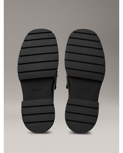 Calvin Klein Gray Leather Chunky Apron Toe Loafers
