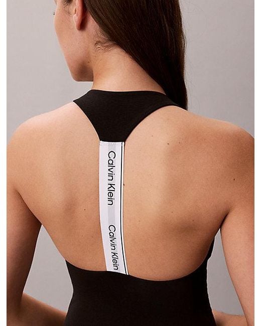 Calvin Klein Black Racerback Bodysuit Icon Cotton Modal