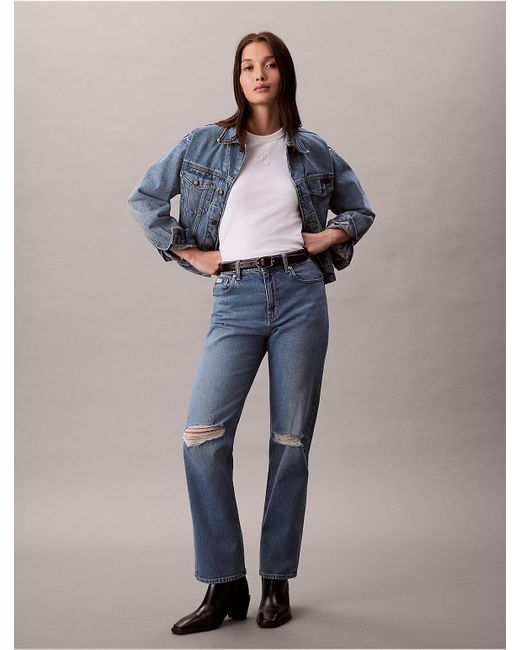 Calvin Klein Women's Blue Calvin Klein High Rise Straight Jeans