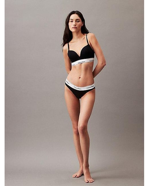 Calvin Klein Black Push Up Plunge Bra Icon Cotton Modal