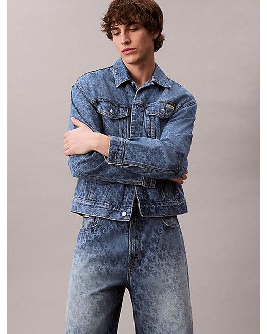 Calvin Klein Blue Jeans Monogram Logo 90S Shorts for men