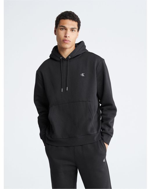 Calvin Klein Black Archive Logo Fleece Drawstring Hoodie for men