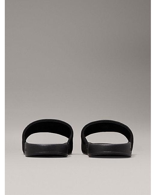 Calvin Klein Slippers Aus Canvas Mit Logo in Gray für Herren