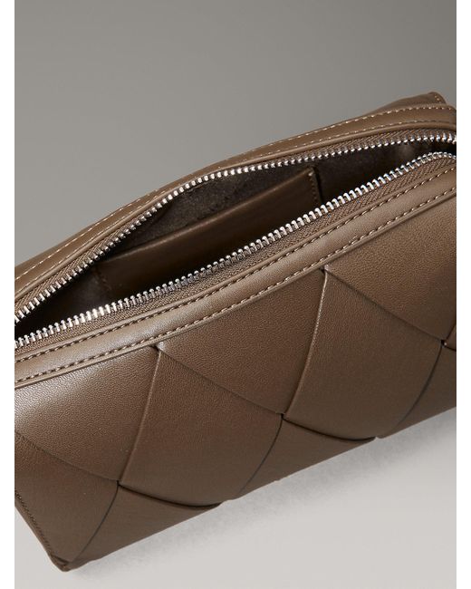 Calvin Klein Brown Woven Crossbody Camera Bag