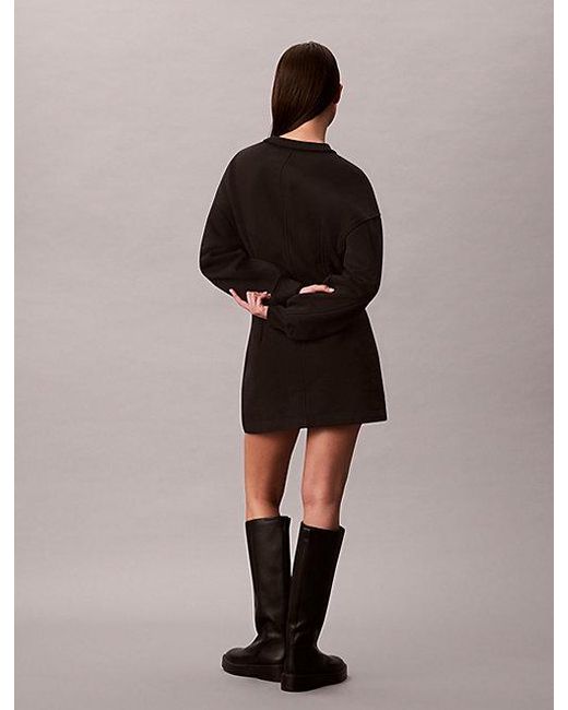 Calvin Klein Black Jeans Cotton Terry Sweatshirt Dress