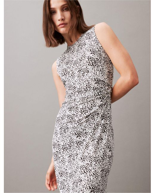 Calvin Klein White Refined Jersey Printed Maxi Dress