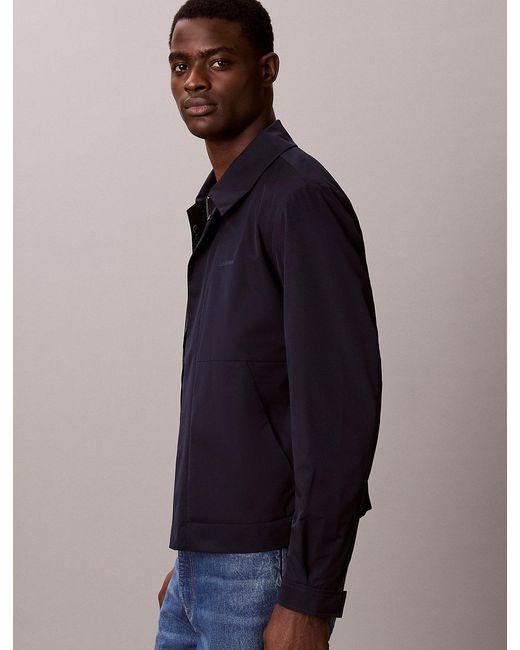 Calvin Klein Blue Matte Twill Zip-Up Blouson Jacket for men