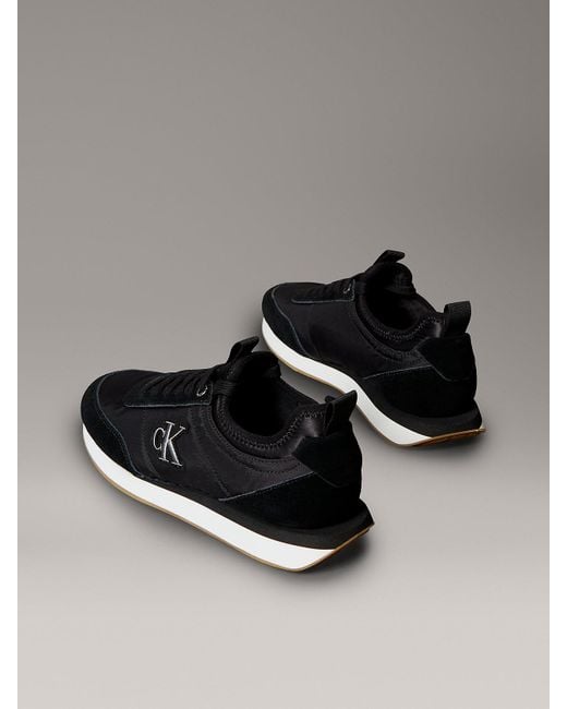 Calvin Klein Gray Signature Logo Runner Trainers