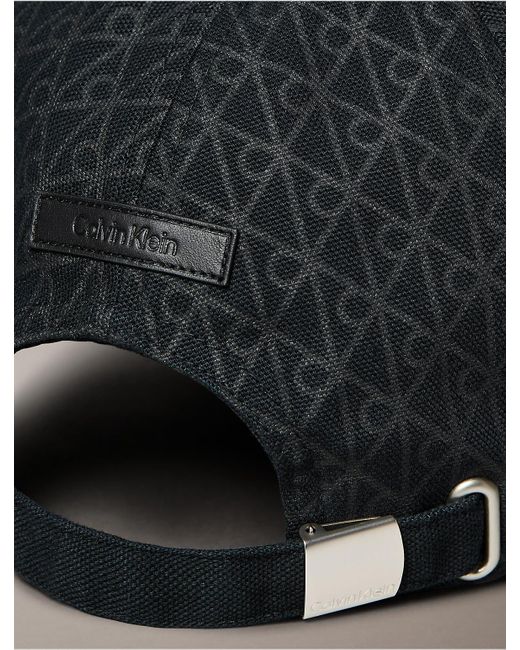 Calvin Klein Black Allover Monogram Logo Baseball Cap for men