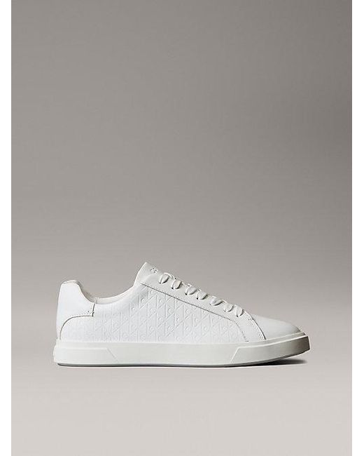 Calvin Klein Metallic Leather Emblem Logo Pattern Trainers