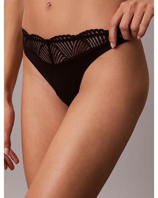 Calvin Klein Brown Thong Perfectly Fit Lace