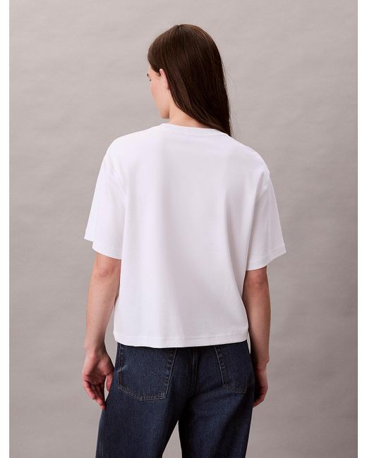Calvin Klein White Embroidered Logo Graphic Classic T-Shirt
