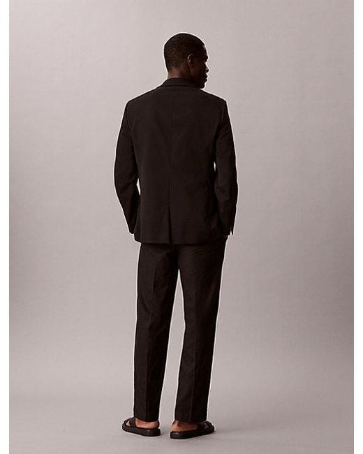 Calvin Klein Black Linen Cotton Drawstring Trousers for men