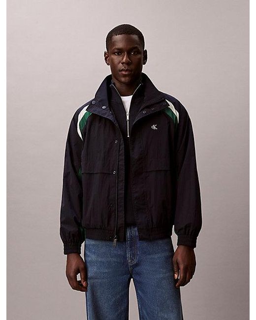 Calvin Klein Blue Jeans Colour Block Nylon Track Jacket for men