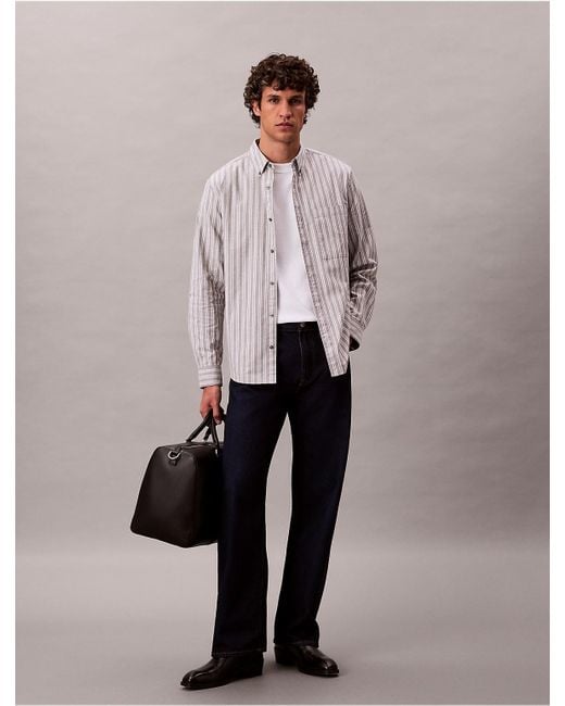 Calvin Klein Multicolor Stripe Oxford Classic Button-Down Shirt for men