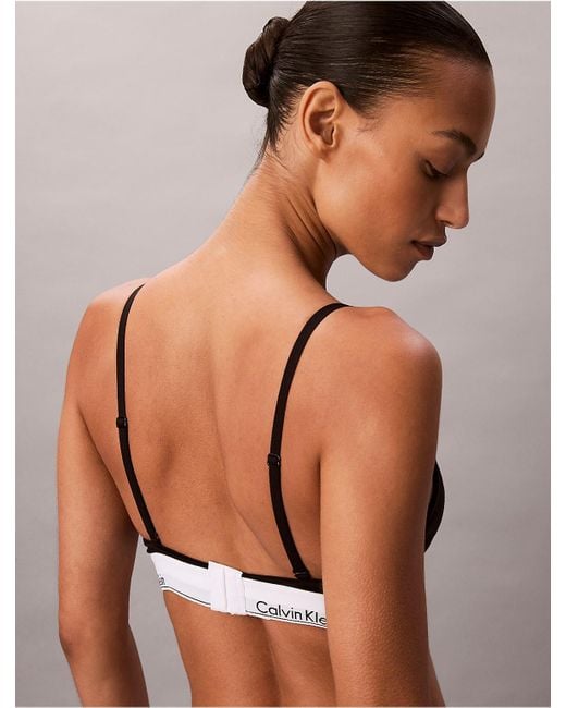 Calvin Klein Black Icon Cotton Modal Post Surgery Lightly Lined Triangle Bralette