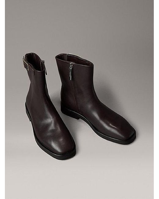 Calvin Klein Black Ankle-Boots Aus Leder Mit Reißverschluss