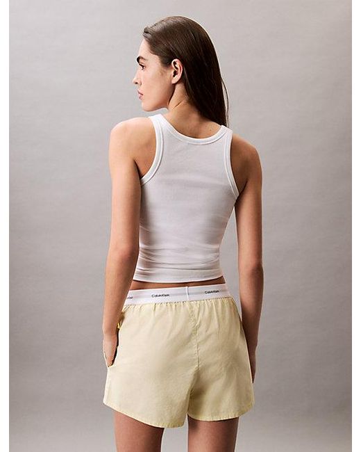 Calvin Klein Natural Pyjama-Shorts Aus Baumwoll-Popeline