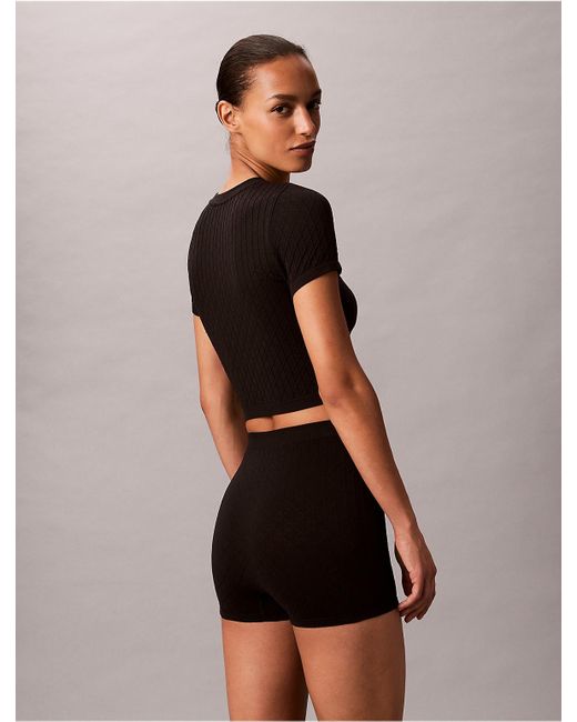 Calvin Klein Black Rib Emblem Seamless Shortie